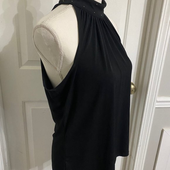 L Michael Kors Black Sleeveless Top w/Embellished Neckline - Picture 2 of 9